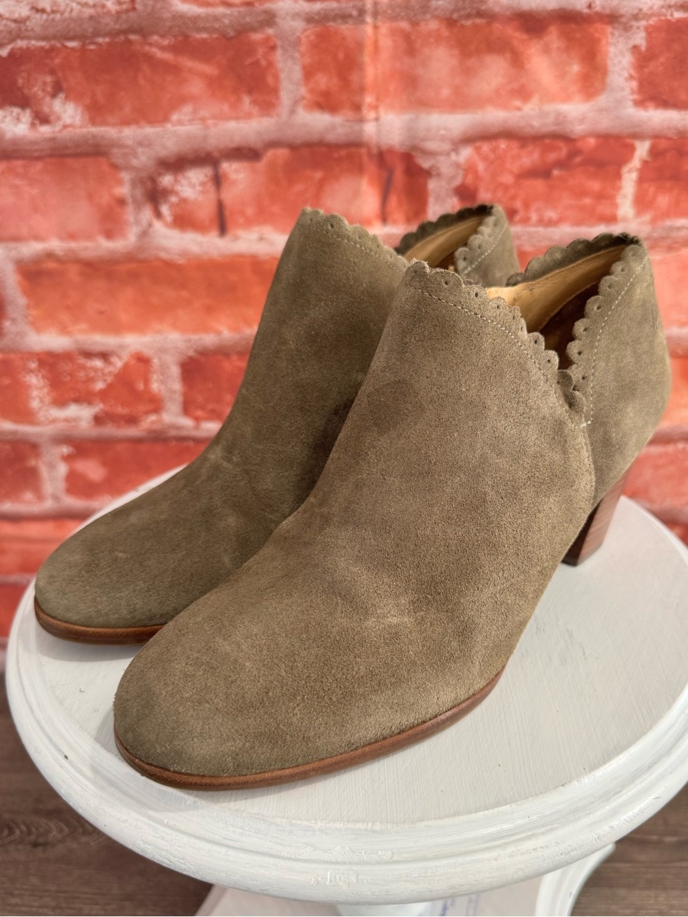 Jack Rogers Women's Olive Green Suede Ankle Booties Boots Shoes Size 7